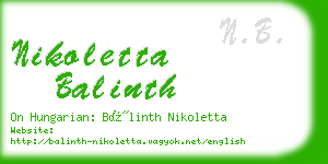 nikoletta balinth business card